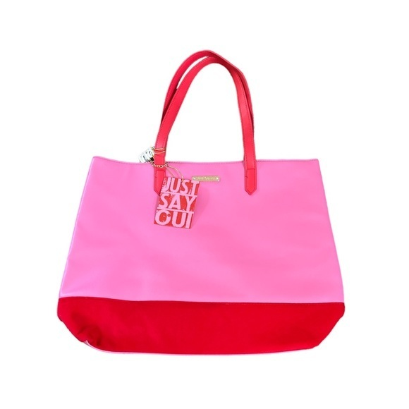 Juicy Couture Just Say‎ Oui Pink & Red Ex-Large Shoulder Tote Bag NEW - Picture 1 of 7
